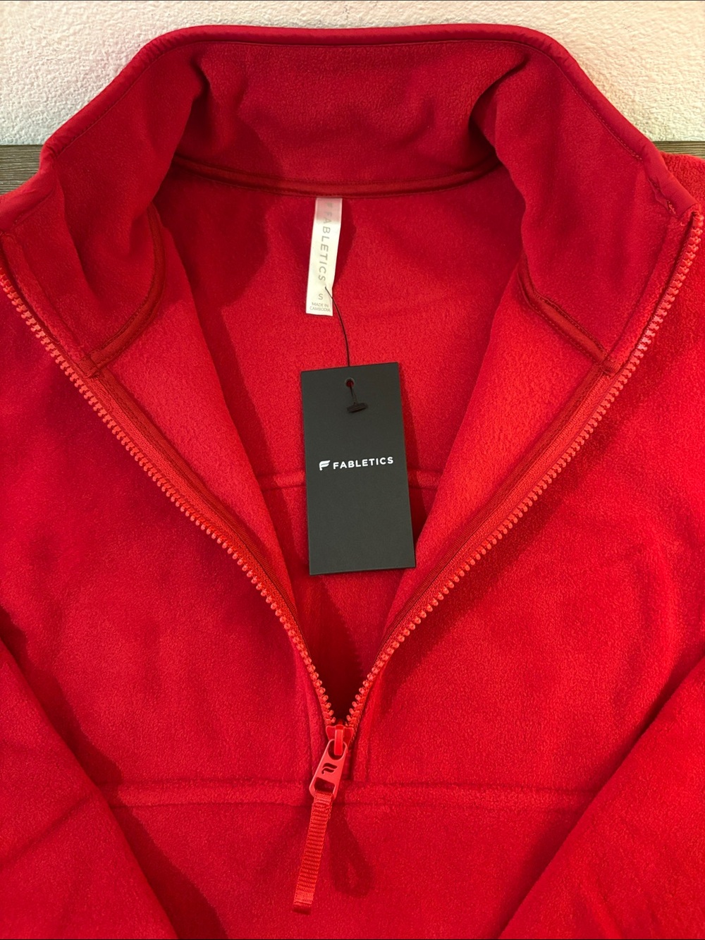 NWT [Fabletics] No Chill Fleece Half-Zip Cropped Pullover Sweater Red Women’s S - Picture 8 of 16
